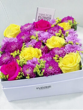 SLIM SQUARE white BOX - colorful flowers