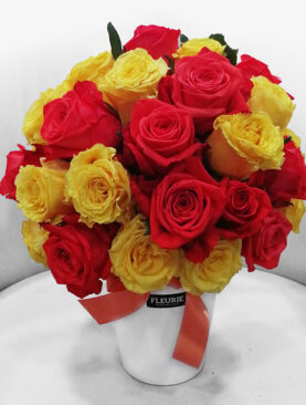 white ceramic - Orange & YELLOW ROSES DOME